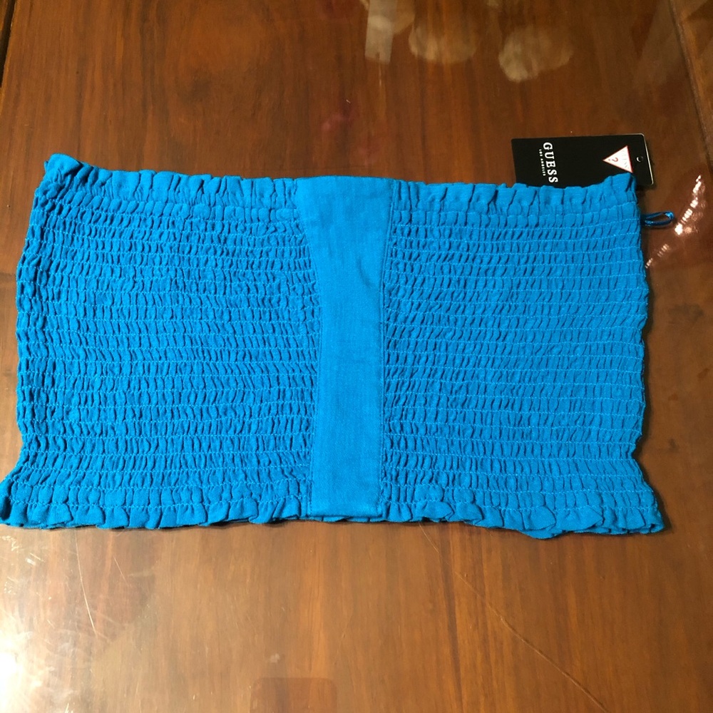 Guess Turquoise Smocked Top